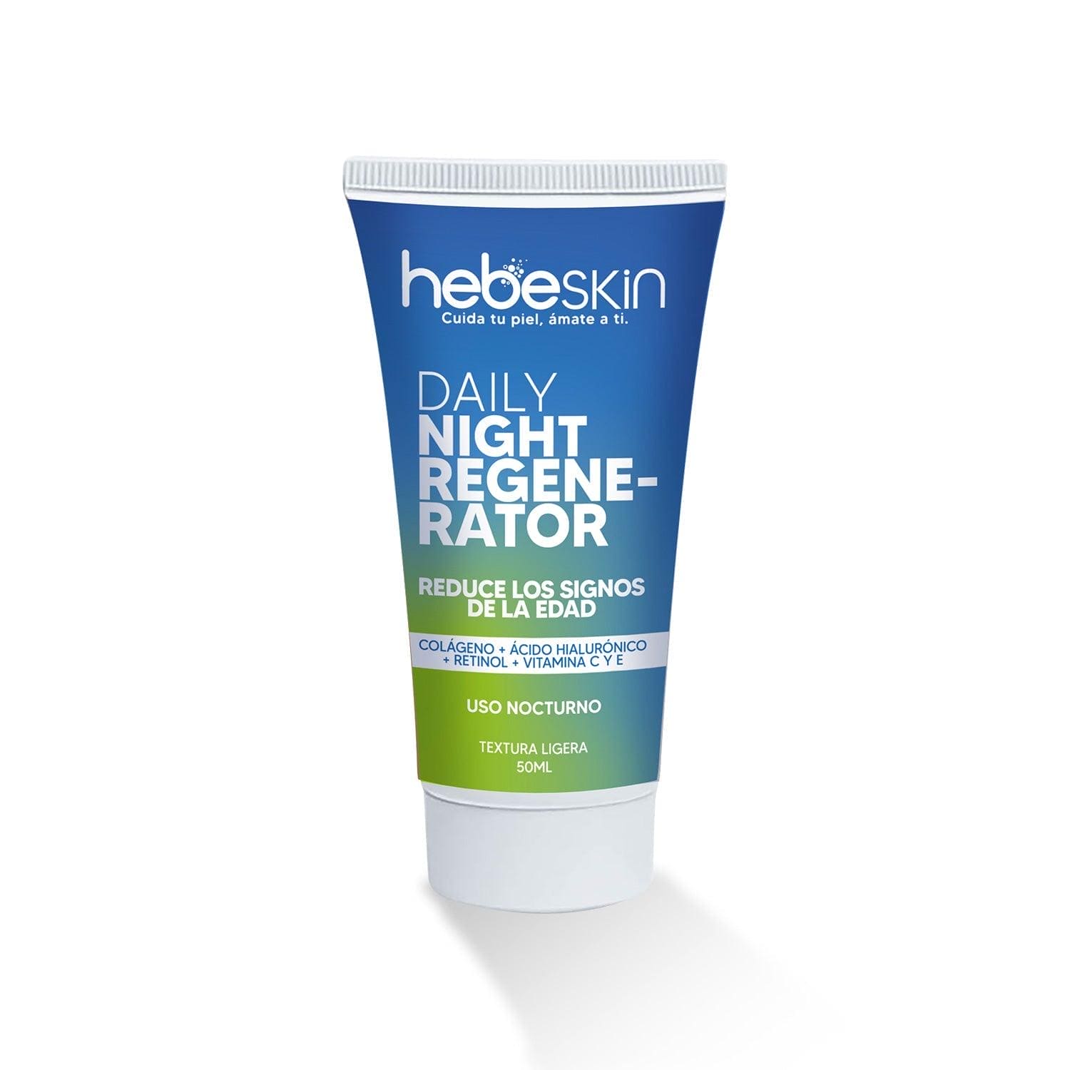 Crema regeneradora de noche con ácido hialuronico, colageno, retinol, vitamina E y C. - Hebeskin